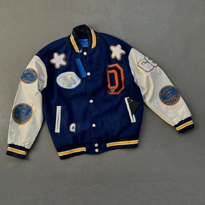 Chaqueta universitaria de invierno para hombre y mujer, parches de chenilla bordados de lona, estilo Vintage - Product Image 1