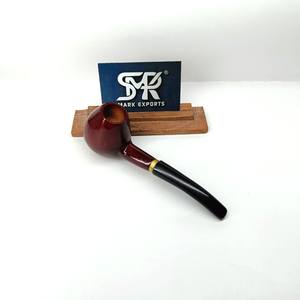 Pipa de fumar de madera estilo vintage con boquilla roja pulida, caña curva negra, pipa de tabaco hecha a mano para coleccionistas y compradores de regalos - Product Image 3