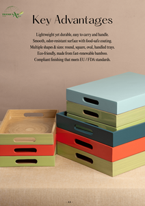 Plateau de service en bambou de haute qualité, tailles personnalisées, respectueux de l'environnement, décorations modernes pour la maison, multifonctionnel, sans danger pour les aliments, personnalisable - Product Image 6