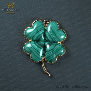 Colgante de oro amarillo sólido de 14K, colgante de piedras preciosas de malaquita hecho a mano, colgante de corazón de alta calidad, 4 piedras preciosas, regalo de joyería para ella - Product Image 5