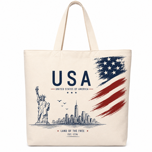 Sac fourre-tout imprimé moderne, motif abstrait bleu, polyester, sac de shopping portable, cadeau promotionnel - Product Image 4