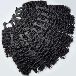 Curly Bulk Hair Human Hair No Weft Natural Black Soft Full Curls For Boho <b>Braids</b> Knotless <b>Braids</b> <b>Wig</b> Making - Product Image 1