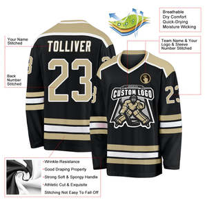 Maillot de hockey sur glace pour hommes en gros, couleurs et designs personnalisables, 100 % coton, séchage rapide, respirant - Product Image 3
