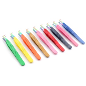 แหนบต่อขนตาปลายแหลม สแตนเลส สตีล ยี่ห้อ Private Label สีเขียว เหลือง ส้ม และมีทุกสีให้เลือก - Product Image 2