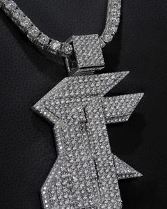 Collier de pendentifs initiaux personnalisé avec Moissanite glacée Baguette Diamant Cadeau de mariage Hip Hop personnalisé pour elle - Product Image 2