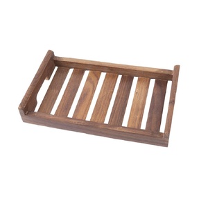 Elegante bandeja de servicio de hotel de lujo ecológica más grande de madera anidada otomana tocador bandejas decorativas para servir platos - Product Image 1