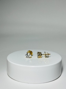 Clous en diamant de laboratoire certifiés GIA, pureté VS1, 2,00 carats, or jaune 14 carats, minimalistes, pour unisexe, mariage, fiançailles, cadeau d'anniversaire - Product Image 3