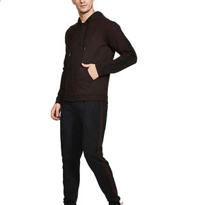 Survêtements pour hommes de couleur personnalisée à bas quantité minimale de commande Meilleures ventes avec un ensemble de survêtements de course à pied unis à capuche et à panneau avant vierge - Product Image 2