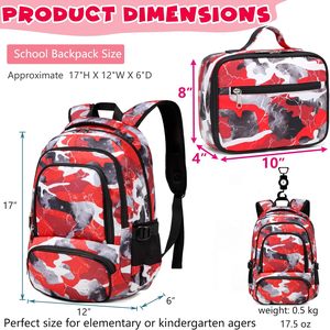 Kids School <b>Backpack</b> & Lunch Box Set 2-Piece Zipper Closure Characters Pattern for Primary & Middle School <b>Students</b> Back School - Product Image 2