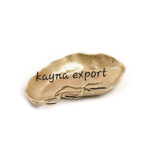 Plato de diseño de hoja chapado en oro de Metal de aluminio artesanal - Product Image 2