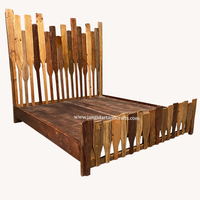 Meubles en bois Vintage, meubles de chambre d'hôtel en bois recyclé indien, vieux bateau à rames, Chappu Maharaja, lit Double
