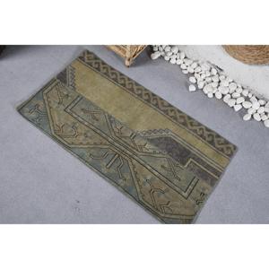 Alfombra vintage, pequeña, de 1.9x3.5 pies, alfombra turca, gris beige, con motivos de plantas y árboles, de lana. - Product Image 4
