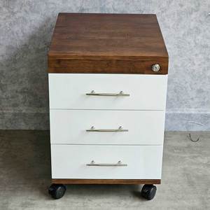 Contemporary 3-<b>Drawer</b> Mobile Cabinet 50x40x50cm Rubber Wood White Doors with Locks for Office and <b>Workshop</b>-TCN68048 - Product Image 5