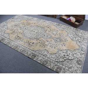 Tapis vintage de grande taille 5,2 x 9,7 pieds, tapis turc à bordures blanches - Product Image 4