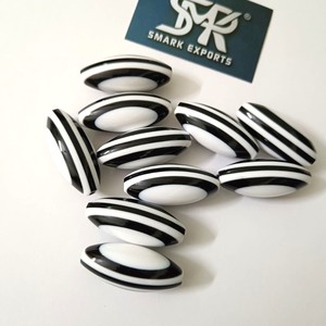 Perles ovales en résine écologiques rayées de qualité supérieure pour la fabrication de bijoux artisanaux, colliers, bracelets, durables, lisses, pour les créateurs - Product Image 4