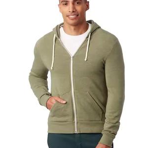 Sudadera con capucha ligera y transpirable con cremallera para hombre, patrón sólido, nuevo estilo de moda, logotipo personalizado de fábrica, sudaderas de invierno teñidas lisas - Product Image 1