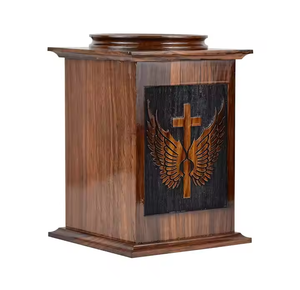 Croix sculptée de jésus sous le livre boîte de crémation en bois artisanale urnes bordures en palissandre gravure pour cendres humaines et animaux de compagnie - Product Image 3