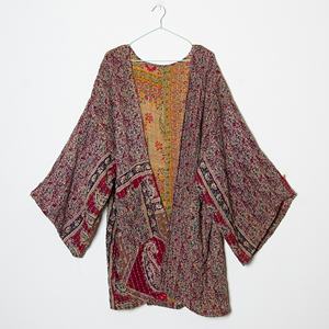 Women Pure Cotton Vintage Kantha Kimono Jacket <b>Free</b> Size Adjustable Mid Length Kimono Jacket For Women - Product Image 1