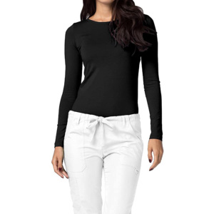 Custom Slim Fit Scrub Crew Neck <b>Long</b> <b>Sleeve</b> Women Plain Jersey Fabric Medical <b>Undershirt</b> Stretchy Scrubs Shirt for Hospital Use - Product Image 1