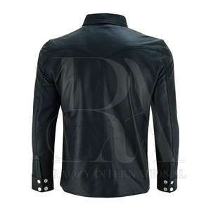 Meilleure vente en stock Chemise en cuir pour hommes Chemise en cuir respirante de haute qualité pour hommes quantité minimale de commande bas - Product Image 2