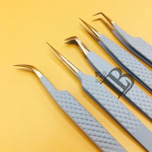 แหนบต่อขนตาคุณภาพสูง ทนทาน สีเทา ปลายทอง 90 องศา แหนบตรง สำหรับต่อขนตาแบบมิงค์  แหนบสั่งทำพิเศษ - Product Image 5