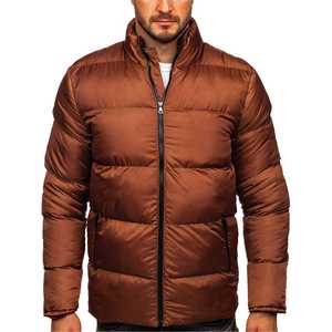 Chaqueta Acolchada Casual de Manga Larga para Hombre, Estilo Urbano, Color Sólido, Cuello Alto, Bolsillos con Cremallera, Alta Calidad, Precios al por Mayor - Product Image 2