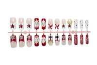 HYC-DZ-595 Faux ongles à presser longs, motif Clown de cirque d'Halloween, forme cercueil, réutilisables, couvrance totale, amovibles, 24 pièces
