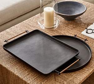 Bandejas de Servicio de Aluminio de Lujo Modernas y Personalizadas, Multifuncionales, Decorativas con Diseños Florales para Bodas y Ramadán - Product Image 6