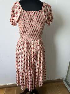 100% coton imprimé fleuri Maxi robe col carré à la main smocké brodé Style décontracté pour le printemps été taille naturelle - Product Image 2