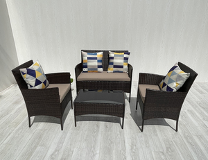 4P00017 Juego de sillas de mimbre para exteriores, muebles de patio de 4 piezas para jardín, balcón, porche, sala de estar para conversación - Product Image 5