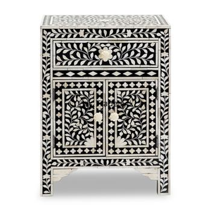 Table de chevet Artisan Bone Inlay avec motifs culturels pour des intérieurs raffinés par Tradebyd Bone Inlay Console Design Language - Product Image 2