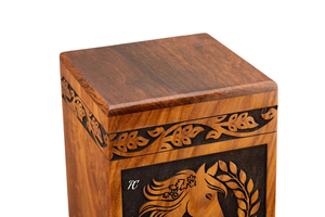 Handcrafted Rosewood Horse Urn Tree of Life Cremation Memorial <b>Keepsake</b> Decorative Cremation Urn <b>for</b> <b>Ashes</b> - Product Image 2