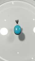 H.A. Pendentif en argent allemand avec pierre précieuse turquoise, forme ovale élégante, serti clos, cadeau unisexe du Rajasthan, vente en gros