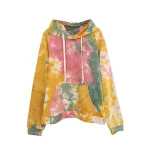 Sweat-shirt à capuche personnalisé respirant tie dye pour hommes et femmes Sweat-shirt à capuche en coton thermique à manches longues et cordon de serrage - Product Image 1