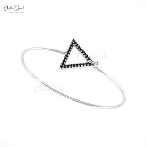Haute qualité 1/2 carats naturel noir diamant pavé ensemble Triangle géométrique Bracelet Bracelet 14k bijoux en or massif pour cadeau unisexe - Product Image 4