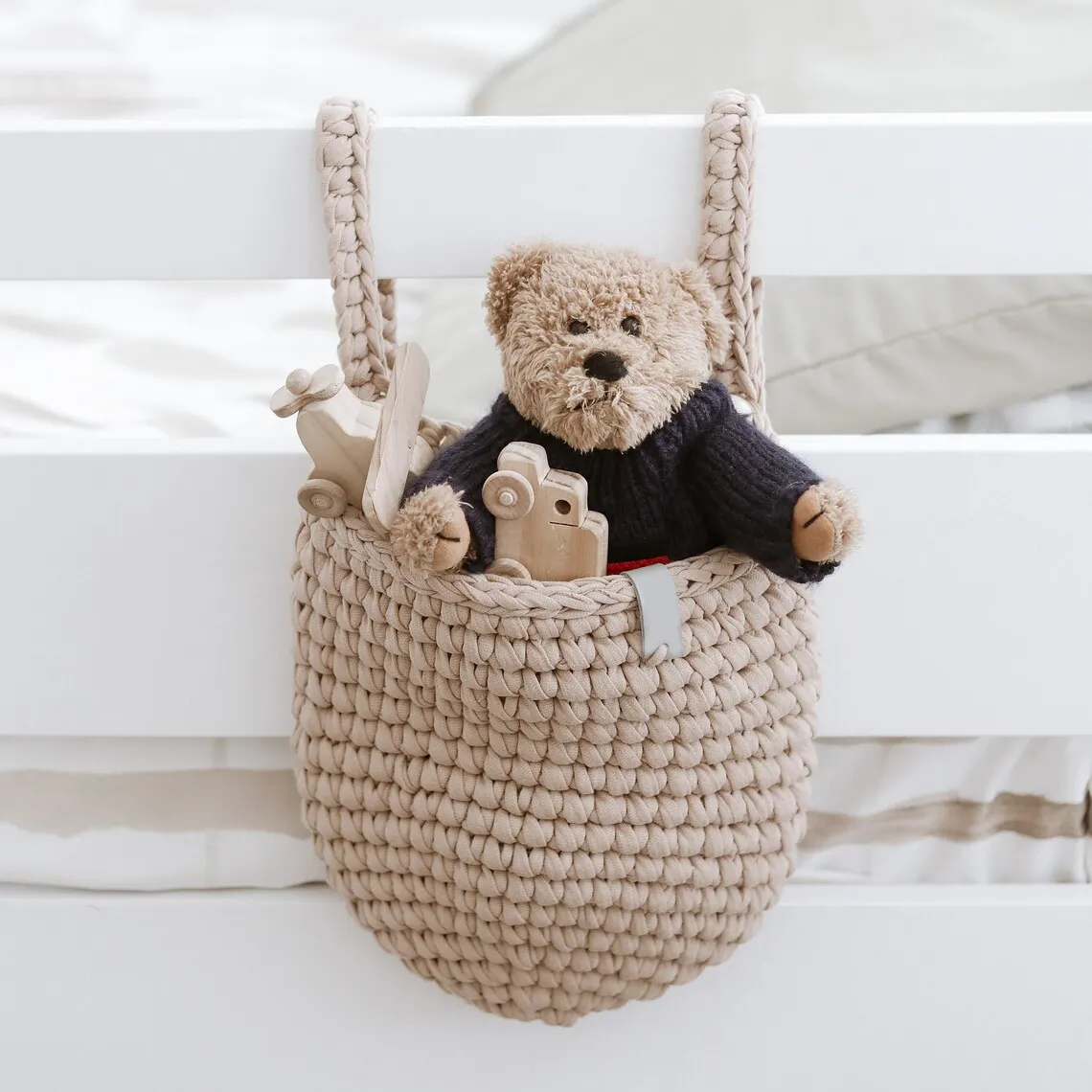 Yeni anne hediye tığ beşik asılı sepet, cep düzenleyici, bebek kreş bezi oyuncak yatak asılan saklama çantası