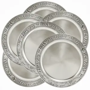 Placa de cargador de aluminio gris oscuro redondo de larga duración Placa de cargador en relieve de diseño moderno de lujo y elegante en gran oferta - Product Image 3