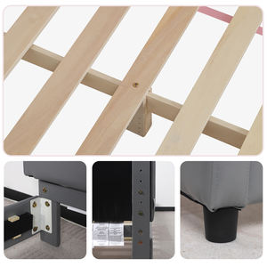 Camas Gemelas Tapizadas para Niños, Cama Infantil de Cuero PU, Cama para Niños, Cabecera Ajustable en Altura para Adolescentes para Dormitorio - Product Image 6