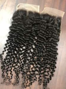 Vente en gros 100% cuticules alignées vierge 18 "crépus bouclés 4x4 fermeture en dentelle transparente extension humaine de haute qualité un donneur - Product Image 5