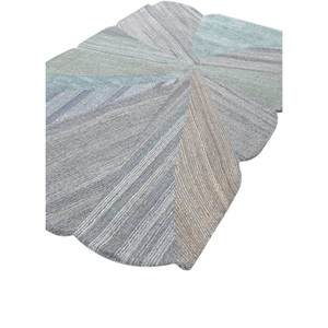 Tapis rectangulaires classiques bleus en laine et viscose tuftés à la main TNQ-1441 pour la maison, la voiture, le salon abstrait et le couloir - Product Image 2