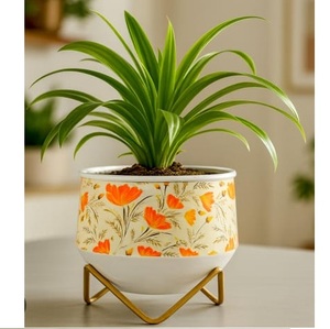 Pot de fleurs artisanal avec motif imprimé pour la décoration de fête de Noël, style exclusif, fournisseur de pots de fleurs en Inde - Product Image 1