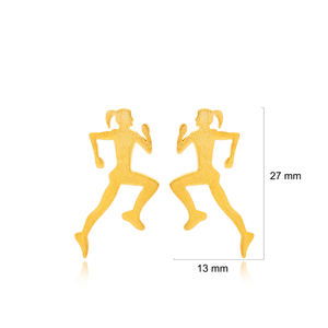 Runner Girl-pendientes de plata de ley 925 chapados en oro de 22K, joyería hecha a mano - Product Image 2