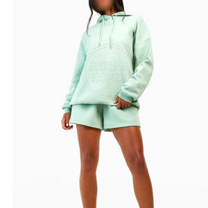 Ensemble de sweat-shirt décontracté pour femme, coupe-vent, hiver, 2 pièces, short, 100% coton, haute qualité, fabriqué en usine - Product Image 2