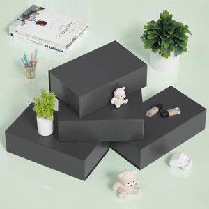 Boîte cadeau noire, coffrets cadeaux 9.5x6x3 ''pour cadeaux avec couvercles fermeture magnétique Rectangle pliable pour boîte de proposition de garçon d'honneur - Product Image 6
