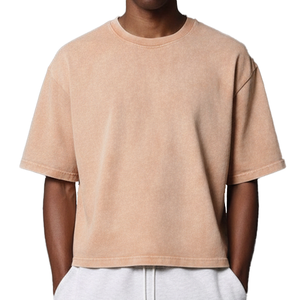 Custom Logo <b>Men's</b> Heavyweight 100% Cotton Breathable Letter T-shirts Street Wear Oversized Blank <b>Cropped</b> <b>Top</b> Boxy Fit Drop - Product Image 1