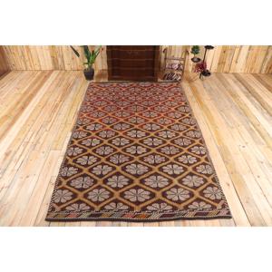 5.8x9.8 ft Turkish Vintage Rug, Large Rug, <b>Brown</b> Red Abstract <b>Wool</b> Rug - Product Image 1