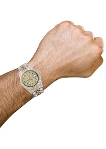 Reloj de diamantes de oro Mossinate personalizado OEM de la mejor calidad con acero inoxidable helado para negocios o ropa de fiesta disponible para la venta - Product Image 5