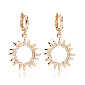 Pendientes colgantes con forma de sol CZ piedra hecha a mano turca 925 plata esterlina mujeres joyería de moda - Product Image 6