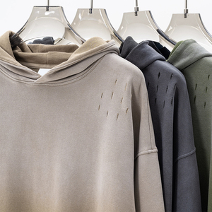 Sweat à capuche surdimensionné en coton 100% pour homme, personnalisé, épais, hiver, écologique, délavé à l'acide, effet vieilli, style streetwear - Product Image 3