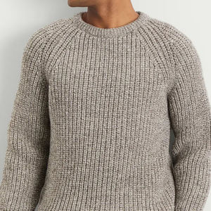 Pull en tricot surdimensionné à manches longues d'hiver avec logo personnalisé, col rond, tricot côtelé, pull épais en laine, pull uni pour homme, tricot pour homme Ako - Product Image 5